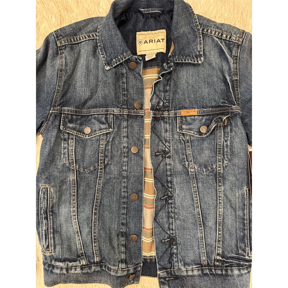Ariat Victor Trucker Jacket Mens Size S Blue Blanket Lined Western Snap NEW NWT